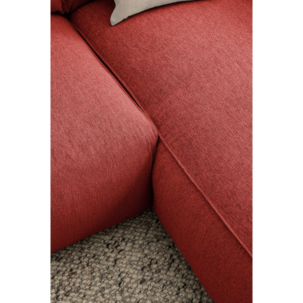 3-SITZER ECKSOFA mit Longchair - Rot/Schwarz, Kunststoff/Textil (251/173cm) - home24