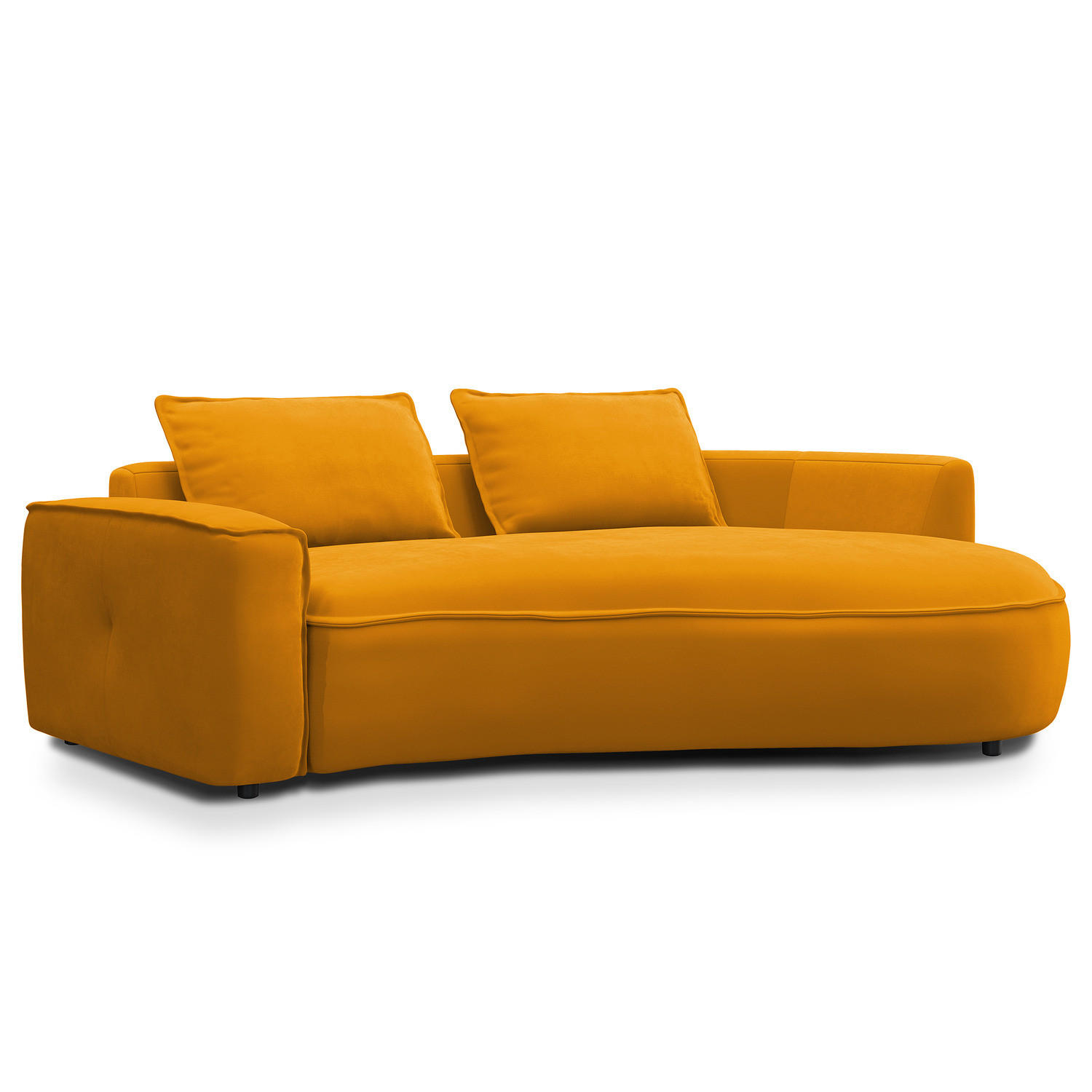 2,5-SITZER SOFA - Schwarz/Orange, Kunststoff/Textil (217/82/146cm) - home24
