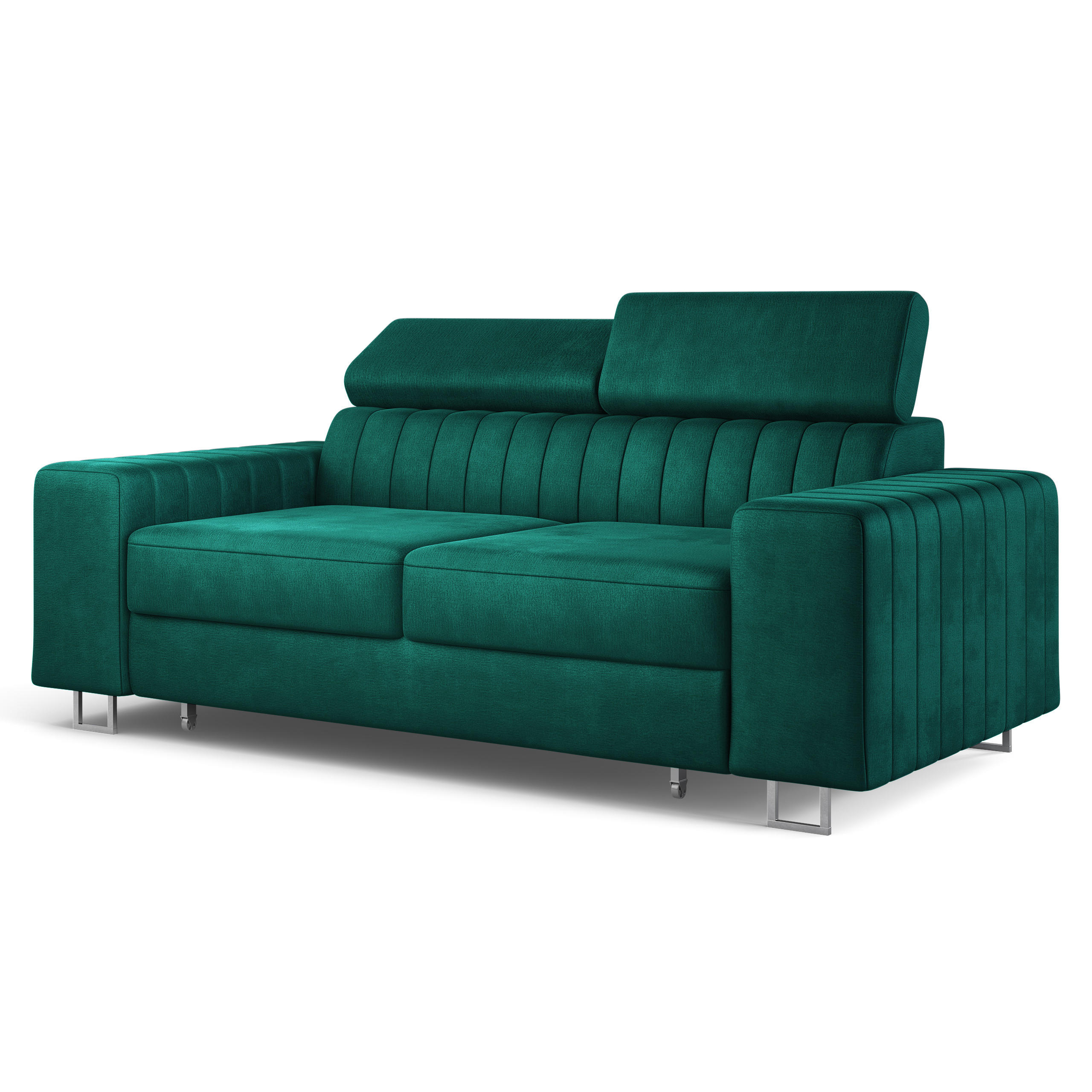 BETTSOFA SOLAN Grün Velours-Stoff mit Schlaffunktion - Grün, Holz/Textil (194/88/90cm) - MASSENO