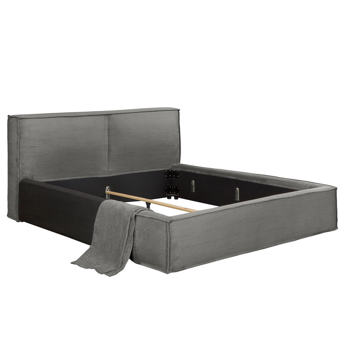 POLSTERBETT - Graphitfarben, Textil (160/200cm) - home24