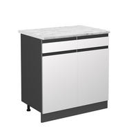 SCHUBLADENUNTERSCHRANK R-Line Weiß 80 cm AP Marmor - Anthrazit/Weiß, Holzwerkstoff (80/81.6/60cm) - Vicco