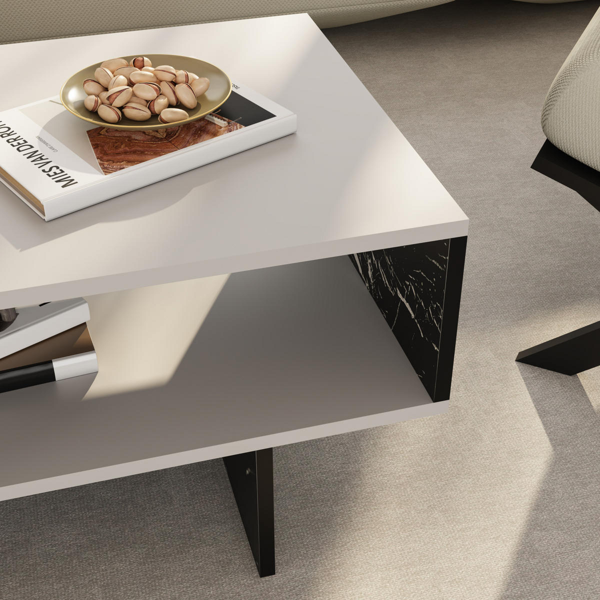 COUCHTISCH Mjölby 80/45/37 - Schwarz, Holzwerkstoff (45/80/37cm) - [en.casa]