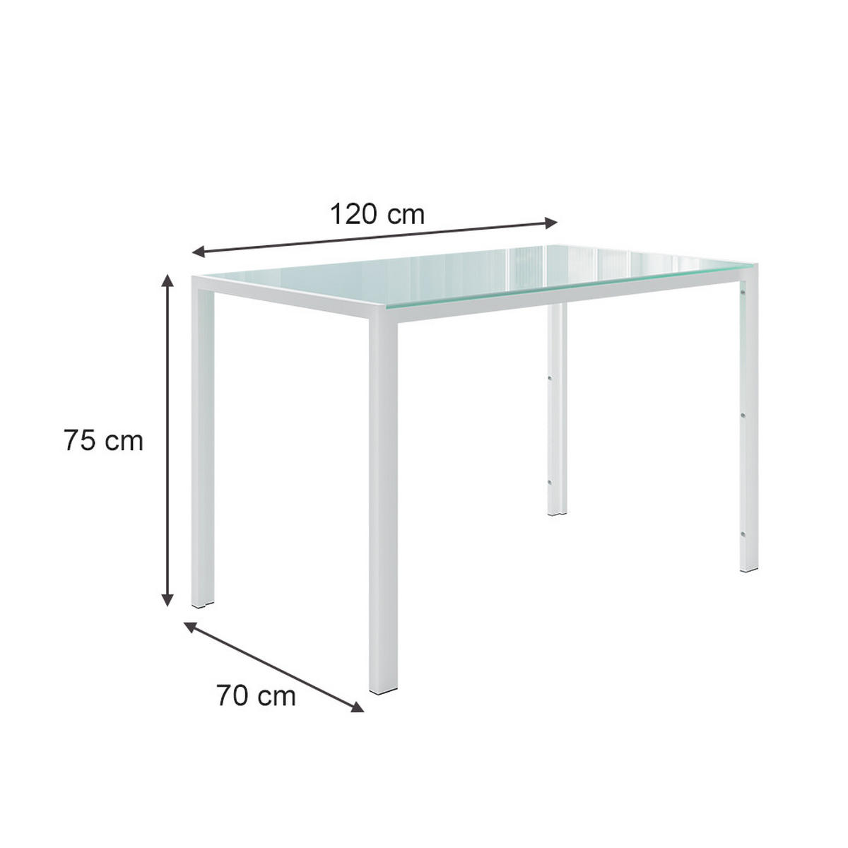 ESSTISCH Grand Weiß - Weiß, Glas (70/120/75cm) - Vicco