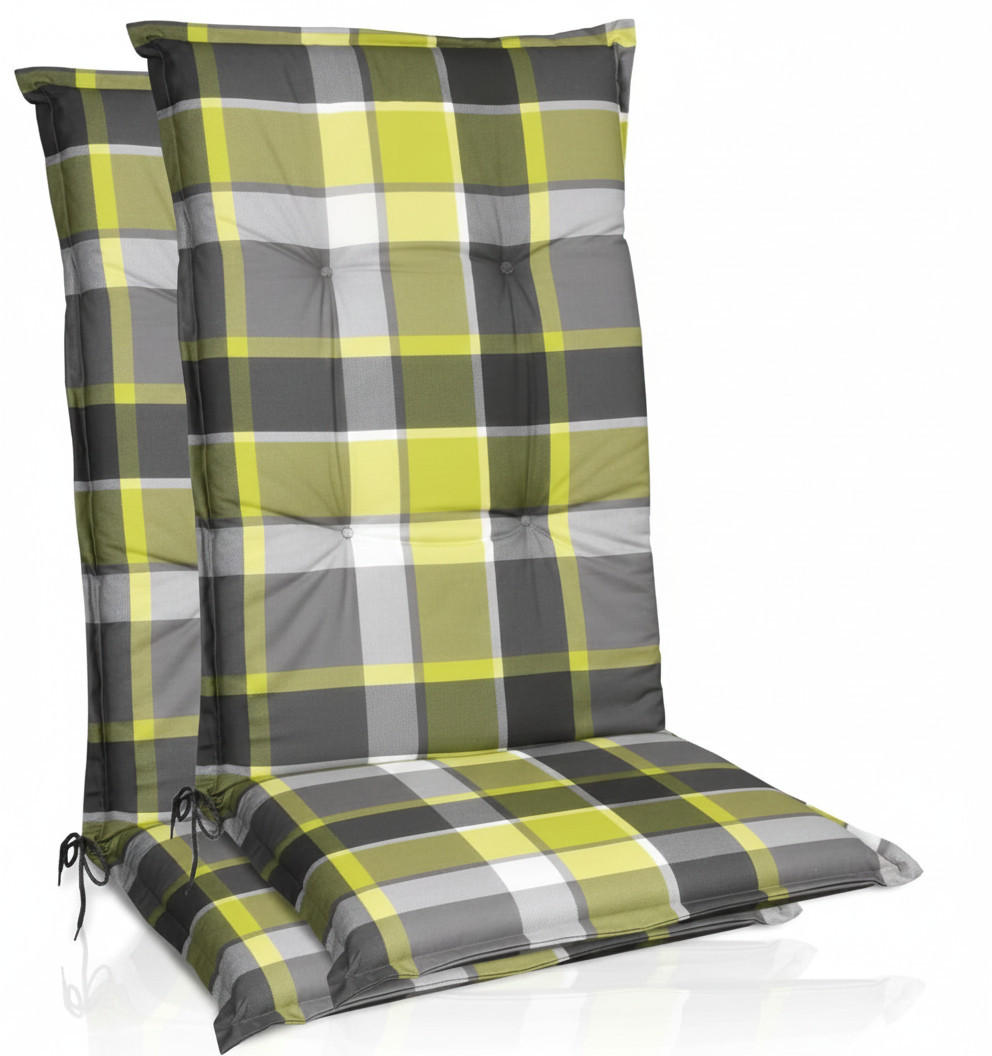HOCHLEHNERAUFLAGE Sunny GR 120x50x6cm Grün Kariert (2tlg) - Grün, Textil (50/6/120cm) - Beautissu 