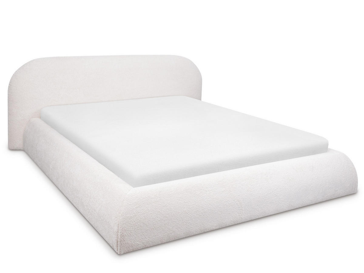 POLSTERBETT Lumi Creme 160/200 cm Boucle mit Bettkasten - Creme, Textil/Metall (160/200cm) - wonello