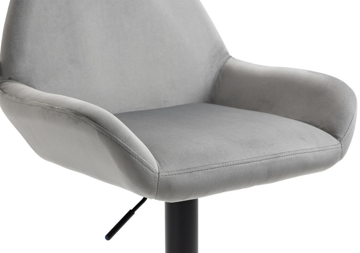 BARHOCKER 2er Set Samt Grau - Schwarz/Grau, Textil/Metall (51/89/52cm) - CLP