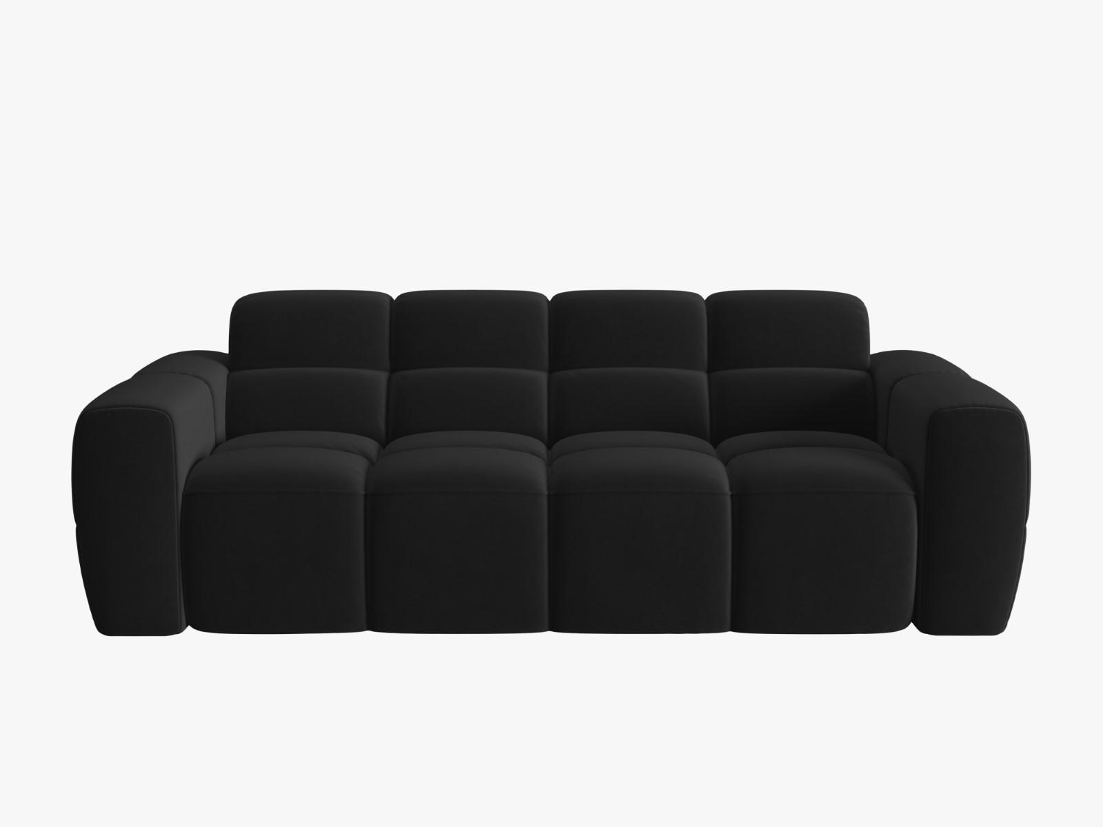 SOFA Lisa aus Samt schwarz 3 Sitzplätze - Schwarz, Textil (101/77/216cm) - Micadoni
