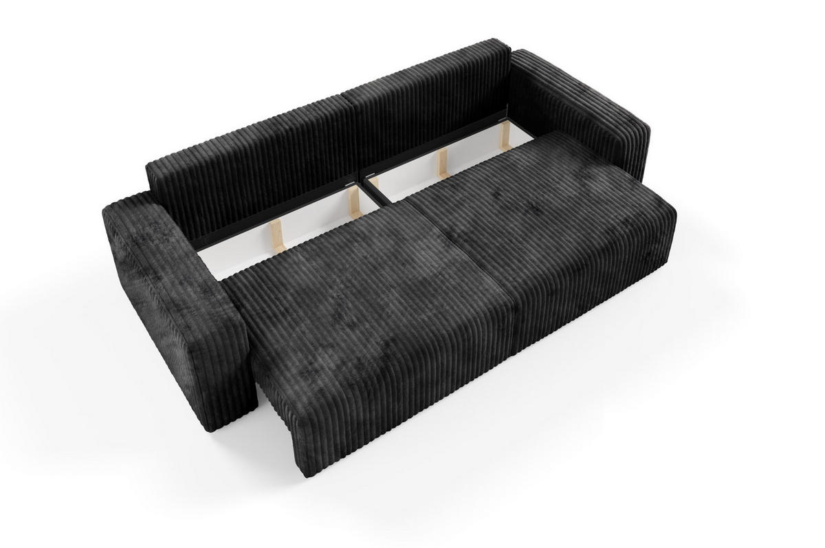 SCHLAFSOFA 4-Sitzer Cord Schwarz - Schwarz, Textil (244/70/102cm) - Furnisell
