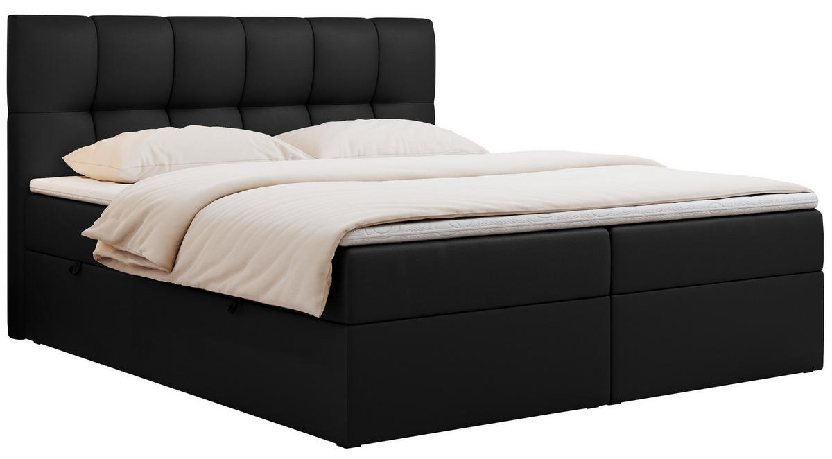 BOXBETT RICO 200/200 Schwarz Kunstleder - H3 - Schwarz, Holz/Textil (200/200cm) - MKS
