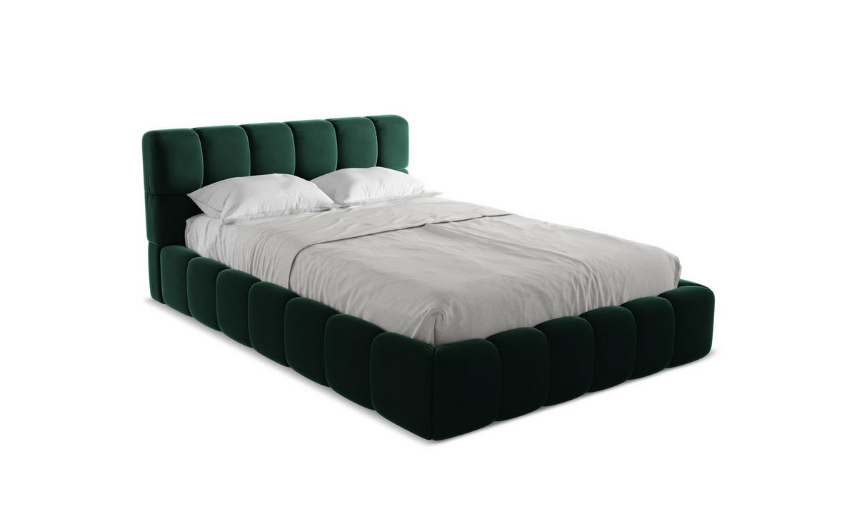 POLSTERBETT mit Bettkasten und Lattenrost 160x228 Grün - Dunkelgrün/Schwarz, Kunststoff/Textil (140/200cm) - Makamii