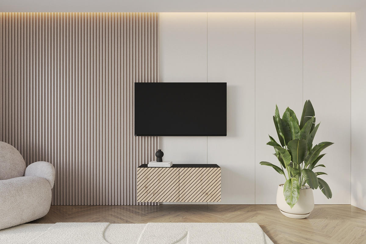 LOWBOARD SENI-W 100x40x41 cm - Schwarz / Artisan - Schwarz, Holzwerkstoff (100/40/41cm) - ALTDECOR