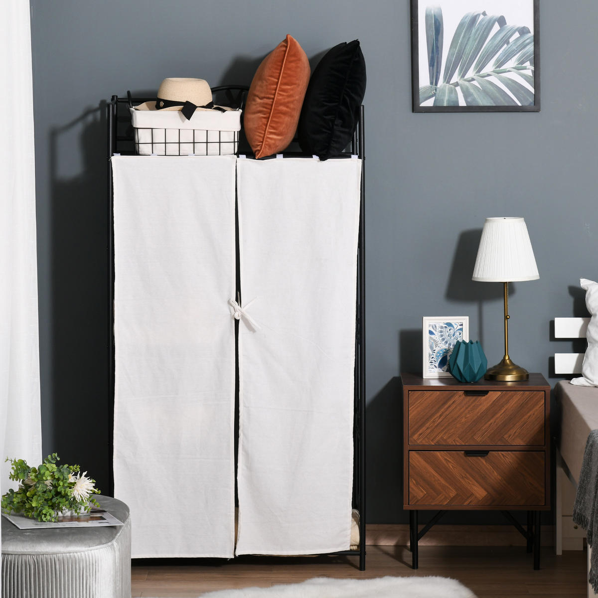 KLEIDERSCHRANK Schwarz 1 Stück - Schwarz, Metall (42/158.5/84cm) - GiPP