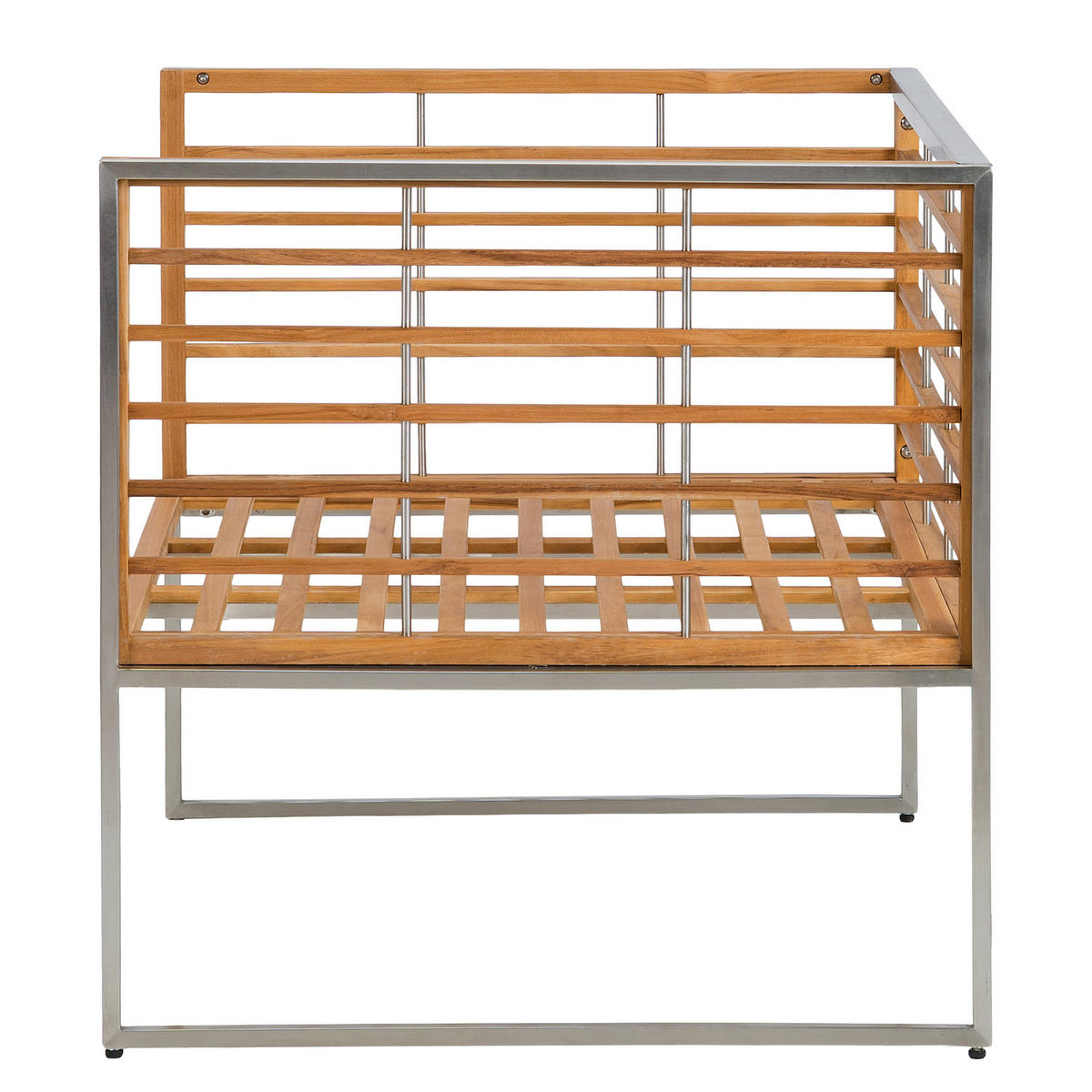 GARTENSESSEL - Webstoff / Teak massiv - Hellgrau, Holz/Textil (83/74/70cm) - home24