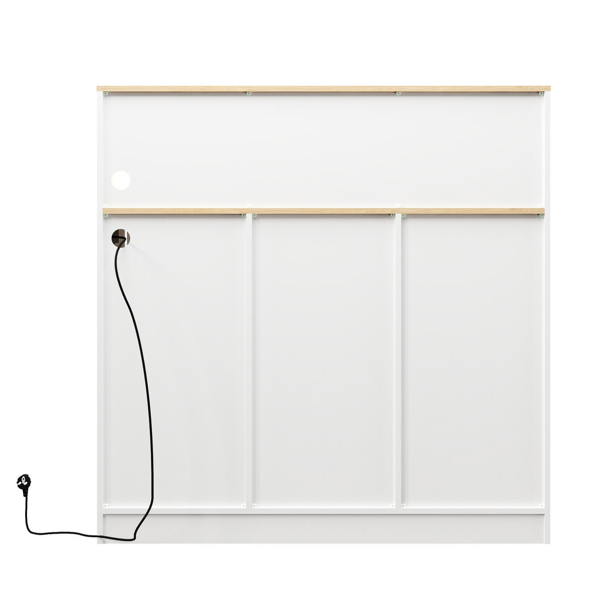 SIDEBOARD 120/40/121 cm mit LED-Beleuchtung, Steckdose und Weinregal, Weiß/Natur - Weiß, Holzwerkstoff (120/121/40cm) - Redom
