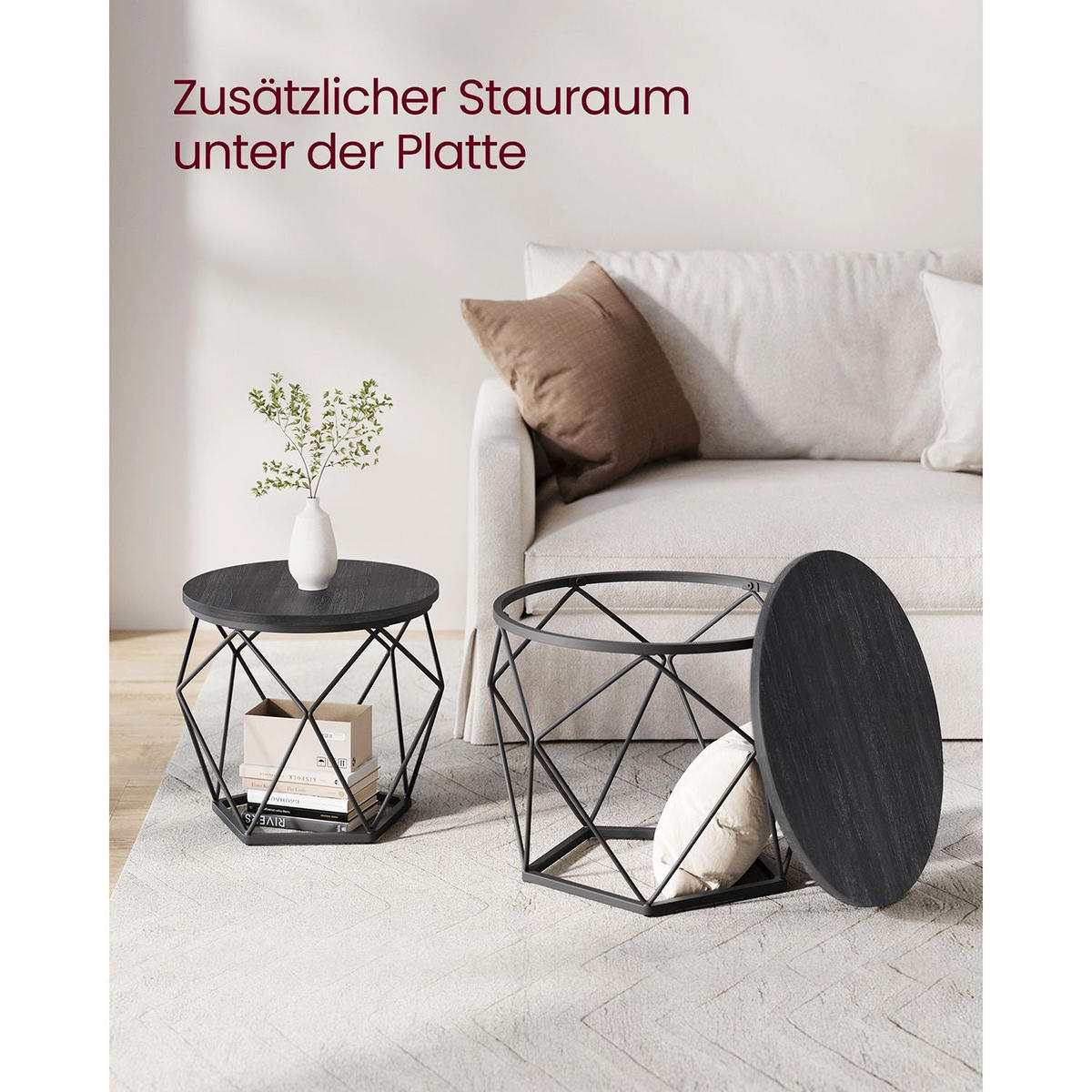 COUCHTISCH DJIBOUTI - Schwarz, Holzwerkstoff (50/50/40cm) - Hansiro