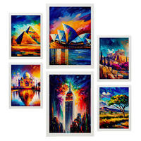 POSTER Set Mit 6 Erhöht Im Ölgemälde Stil A3 & A4 Weißer Rahmen - Weiß, Papier (29/3cm) - Nacnic