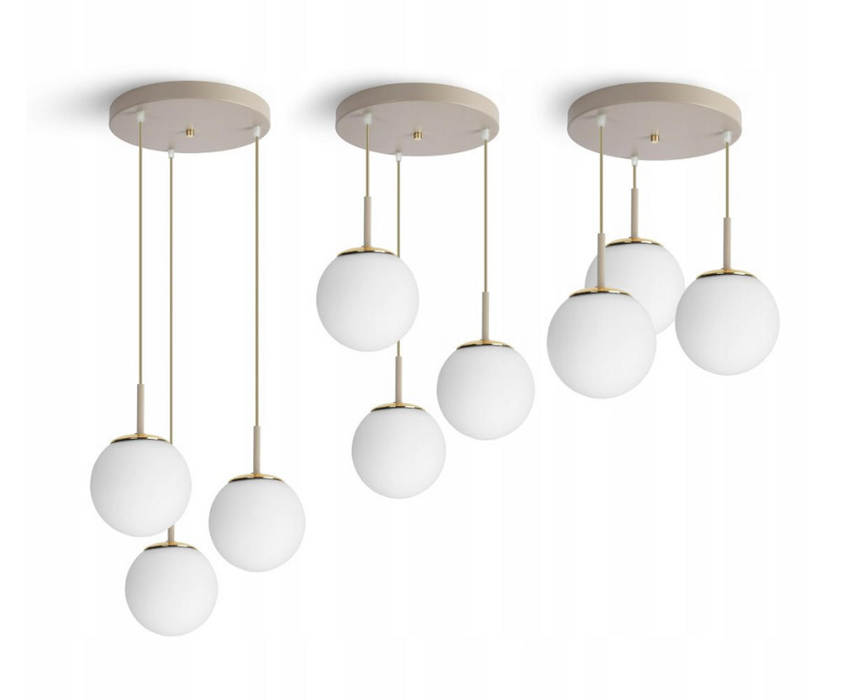 PENDELLEUCHTE ECRU II - Beige/Goldfarben, Glas/Metall (40/40/100cm) - kiki design