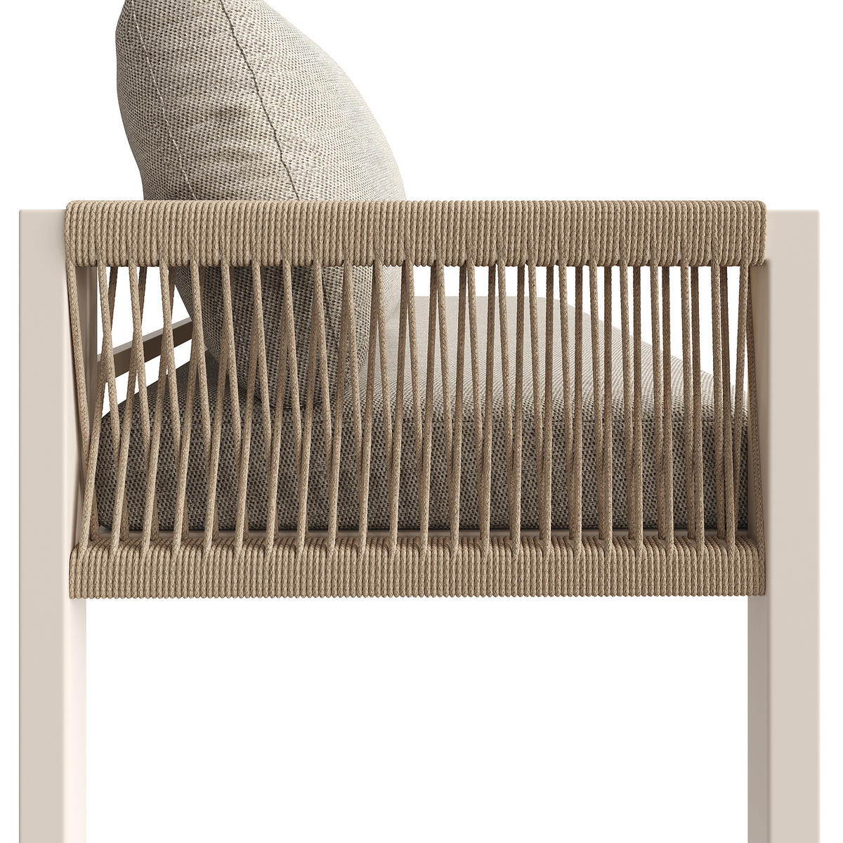 GARTENSET L-Form 8 Personen Beige Inkl. Tisch & 1 Sessel - Beige, Metall - FLIEKS