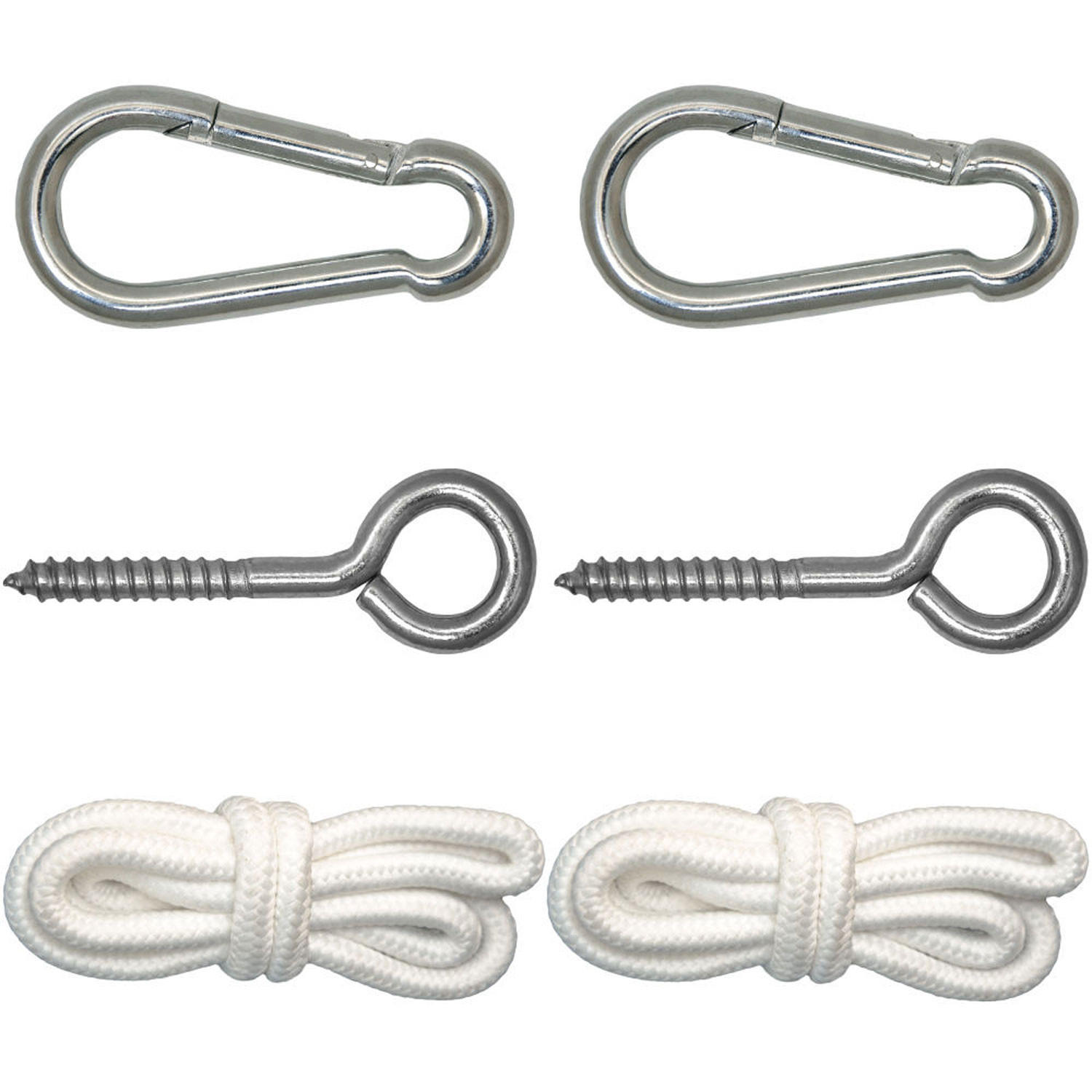HÄNGEMATTEN Befestigung Panja - mit Karabiner und Schrauben - Weiß, Kunststoff (220cm) - Amanka