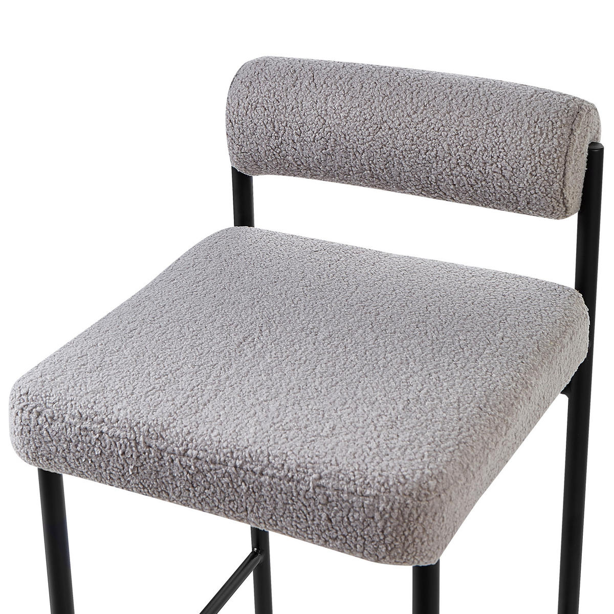 BARSTÜHLEN 2er-Set Bouclé Grau Amaya - Grau, Textil (42/82/42cm) - Beliani