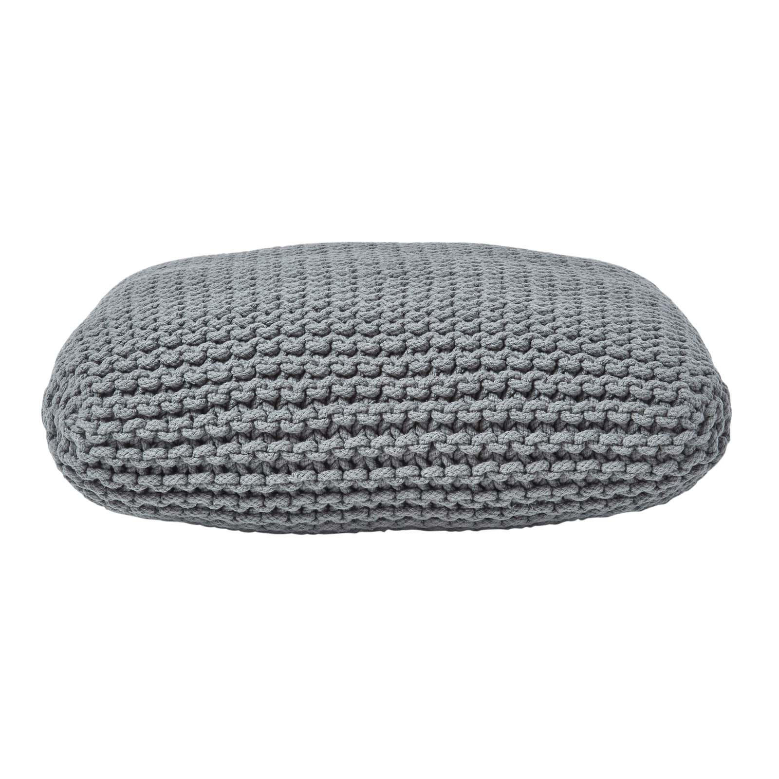 Homescapes Strick-Pouf Grau 70x20x70 cm