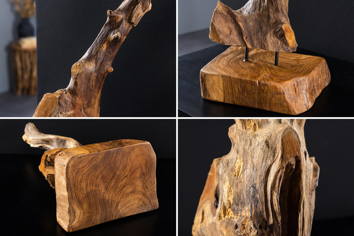 DEKOFIGUR FLAME Teakholz Natur 40 cm - Braun, Holz (20/40/15cm) - riess-ambiente