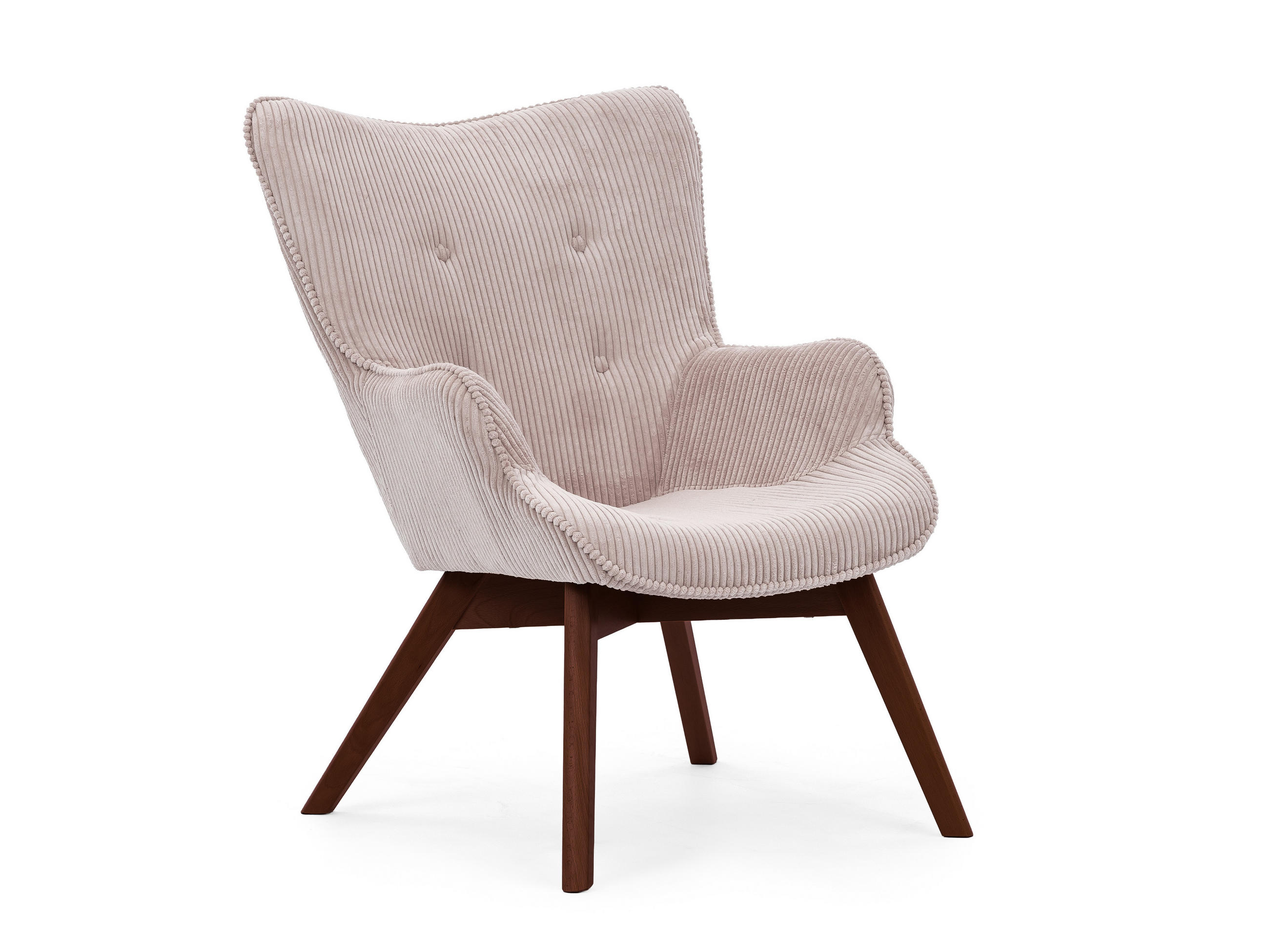LOUNGESESSEL Lenari Puderrosa Cordstoff mit Füßen in Braun - Hellrosa/Braun, Holz/Textil (71/96/86cm) - S-Style Möbel