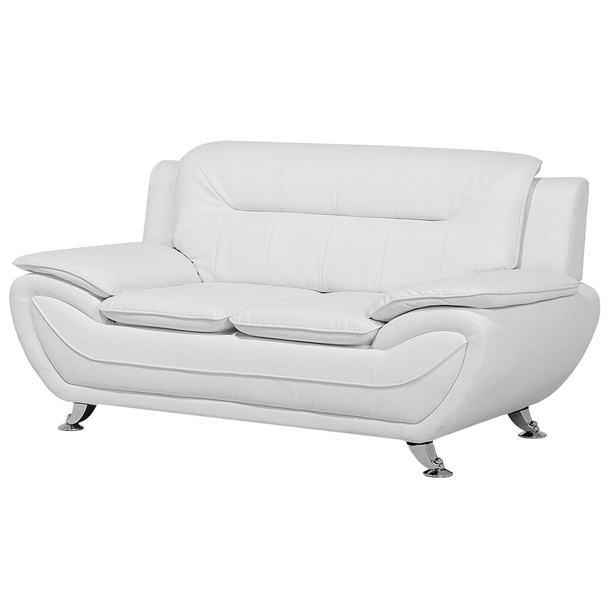 SOFA-SET 6-sitzer Kunstleder Weiß Leira - Weiß, Kunststoff (201/88/86cm) - Beliani