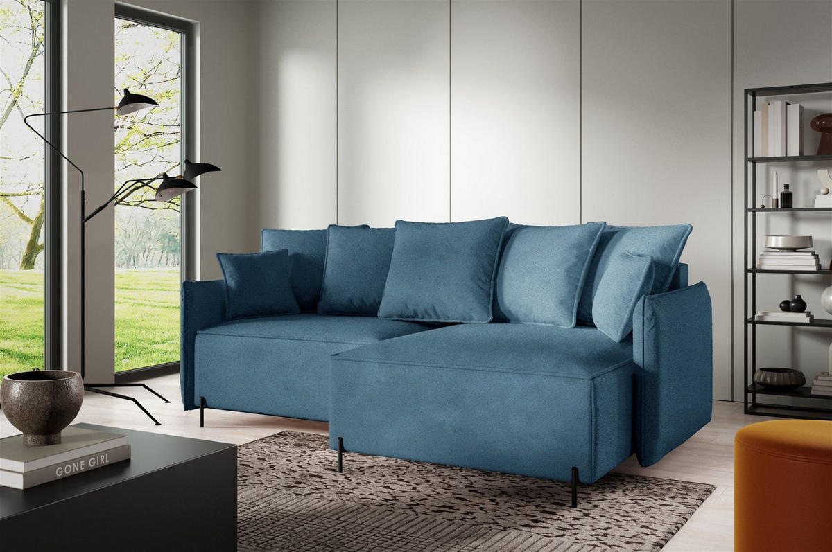 ECKSOFA Betto - Blau, Holzwerkstoff/Textil (221/148cm) - Fun Möbel