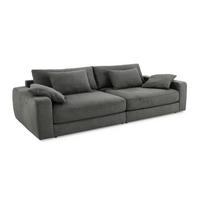 BIG-SOFA mit Federkern B290/T135/H90 cm extratief, Liegefläche 122x240 cm, Flachgewebe Dunkelgrau / 15248 - Dunkelgrau/Schwarz, Kunststoff/Textil (290/90/135cm) - luma-home