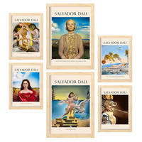 POSTER Set Mit 6 Salvador Dali Sammlung A3 & A4 Rahmen Aus Hellem Holz - Beige, Papier (29/3cm) - Nacnic