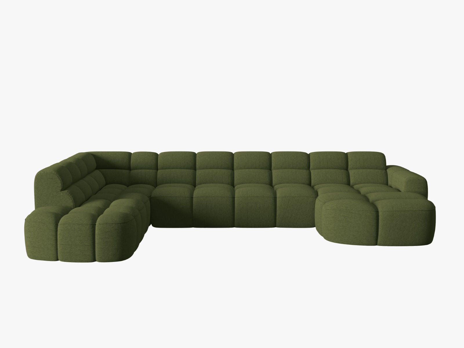 PANORAMASOFA links Lisa aus strukturiertem Stoff grün meliert 7 Sitzplätze - Grün, Textil (234/77/387cm) - Micadoni