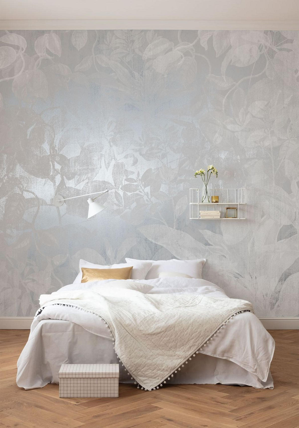 FOTOTAPETE Blumen 400 x 280 cm - Silberfarben, Papier (400/280cm) - Sanders & Sanders