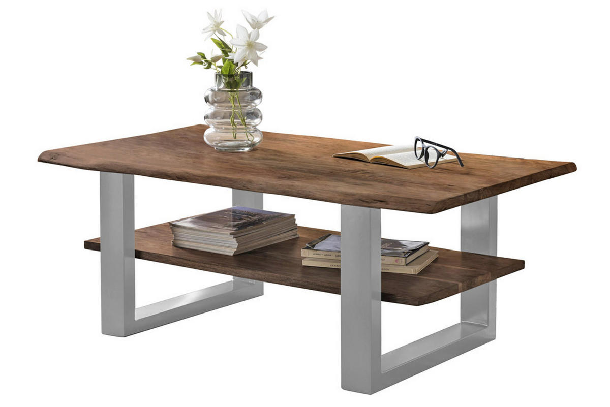 COUCHTISCH PATRICK - Silberfarben/Braun, Holz/Metall (65/115/46cm) - SAM