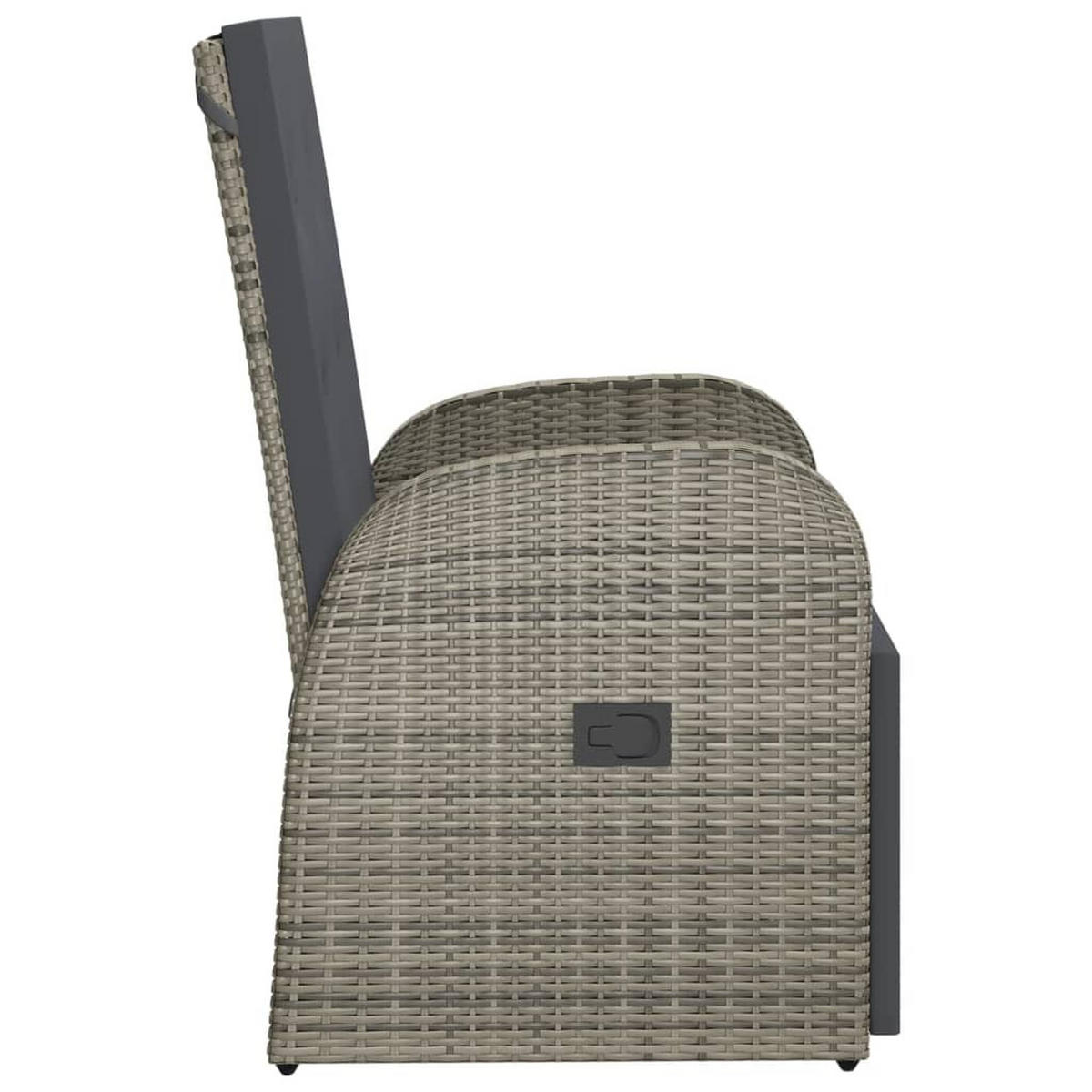 GARTEN-LIEGESTÜHLE Mit Kissen 2er Set Grau Poly Rattan - Grau, Kunststoff (57/106/69cm) - vidaXL