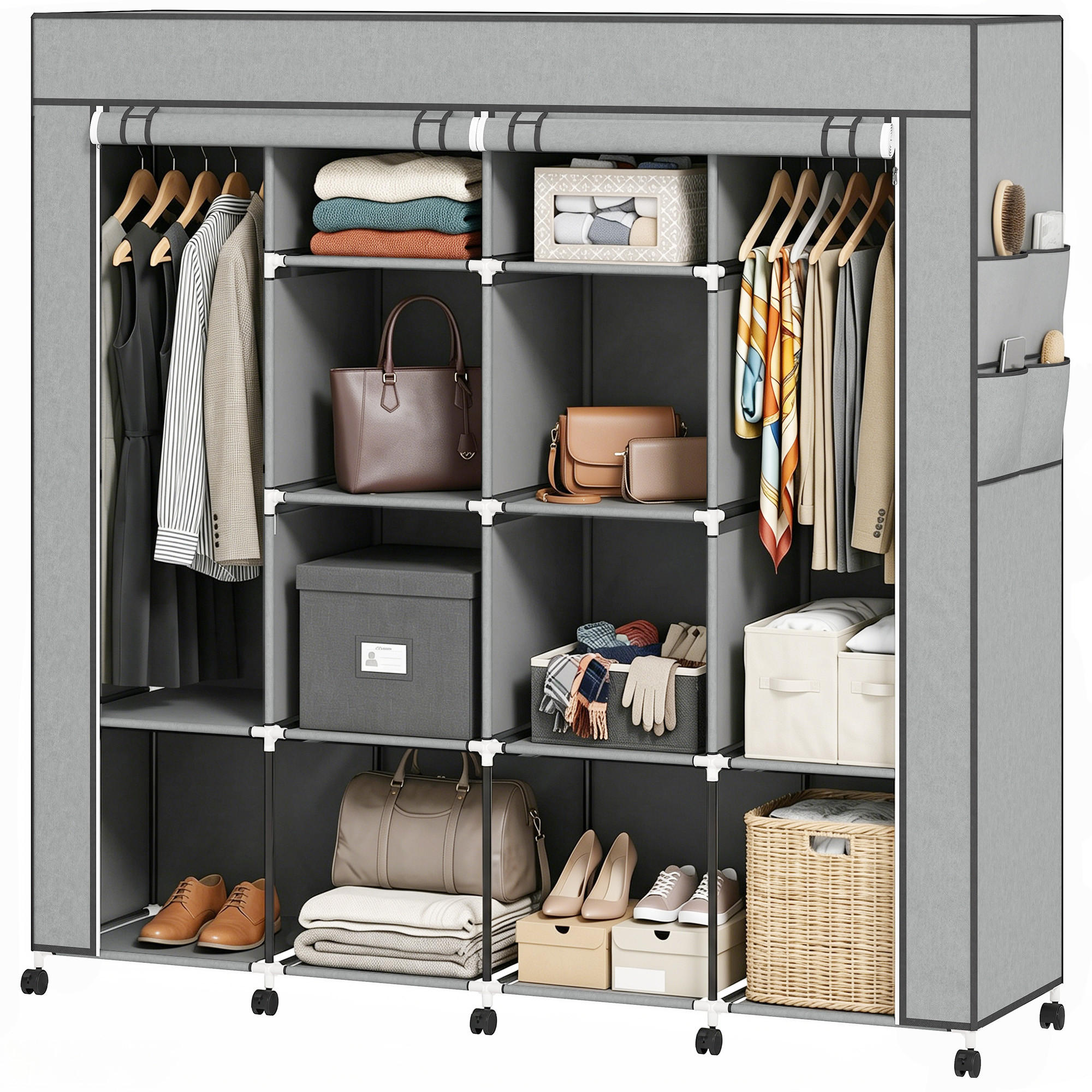 KLEIDERSCHRANK Dunkelgrau 42.5/166.0/167.0 cm - Dunkelgrau, Metall (166/167/42.5cm)