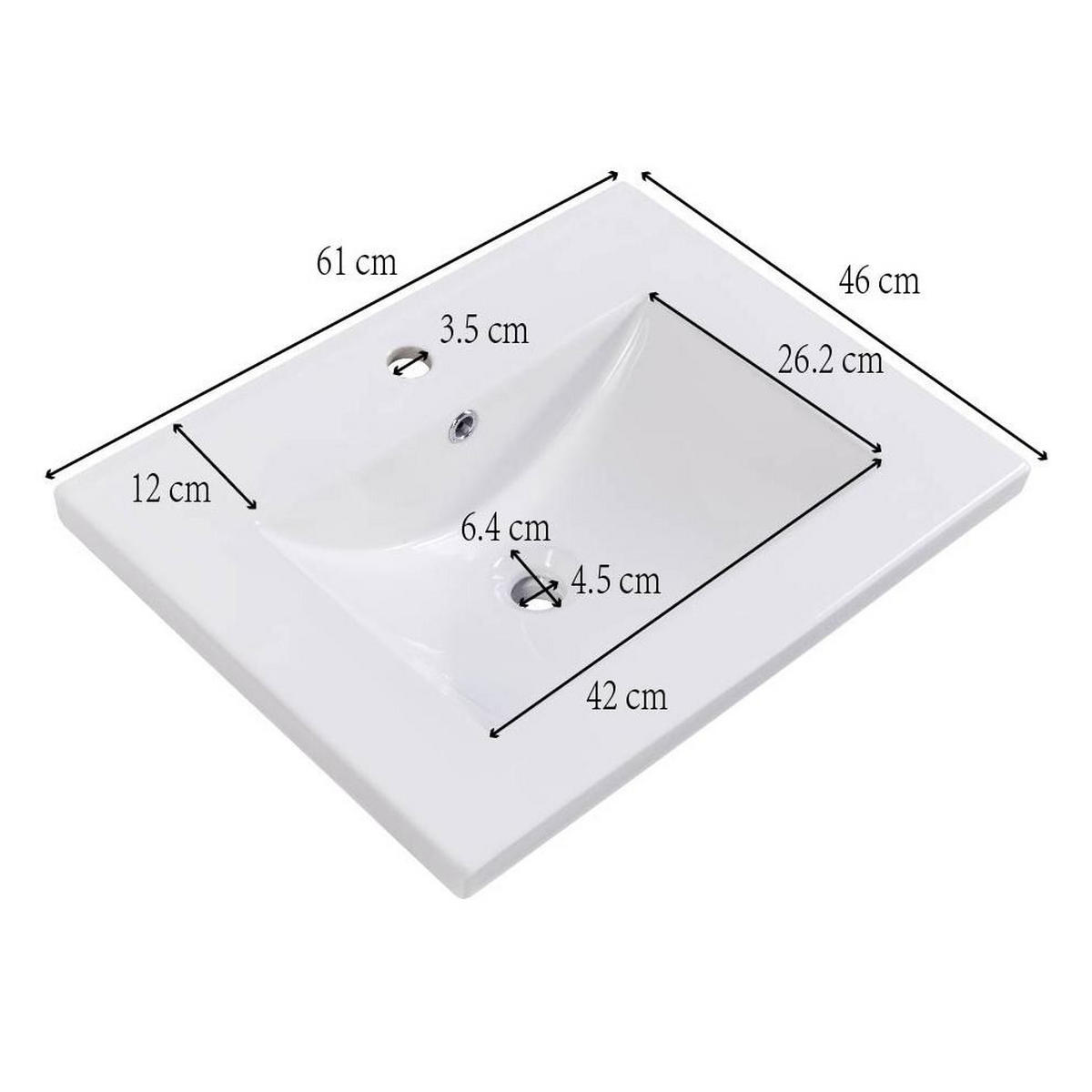 WASCHTISCHKOMBI mit Keramikwaschbecken in Hellgrau und praktischem Stauraum - Grau, Holzwerkstoff (61/87/47cm) - BEAOK