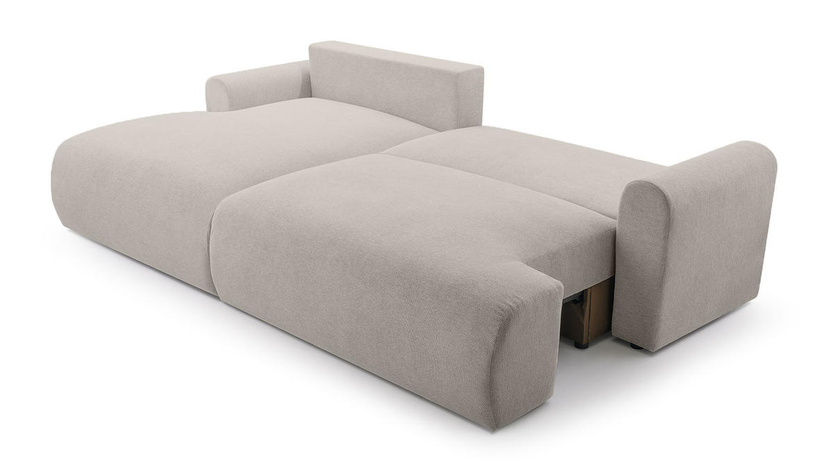 ECKSOFA mit Schlaffunktion Bordon, Beige - Beige, Textil (150/260cm) - Fedve