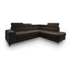 ECKSOFA ALVORO R-S Braun Velours-Stoff mit Schlaffunktion - Braun, Holz (253/190cm) - MASSENO