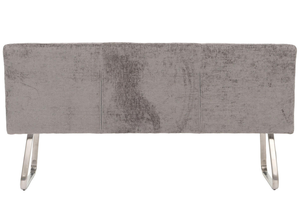 SITZBANK 93x180x58cm Sitzhöhe 51cm Lehne Stoff/Textil Chenille Edelstahl gebürstet 180cm Dunkelgrau - Dunkelgrau, Textil (180/93/58cm) - BERLINLODGE