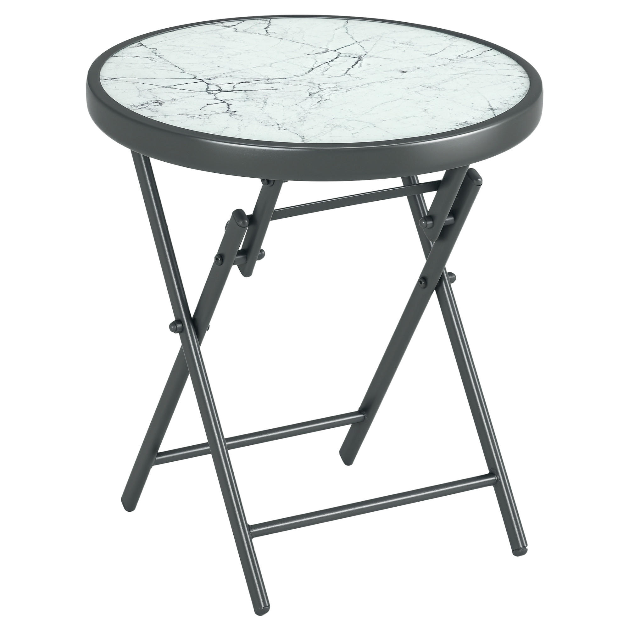 BEISTELLTISCH DE-07363 mit Glasplatte Weiß - Weiß, Glas/Metall (45/45/50cm) - ComfortXL