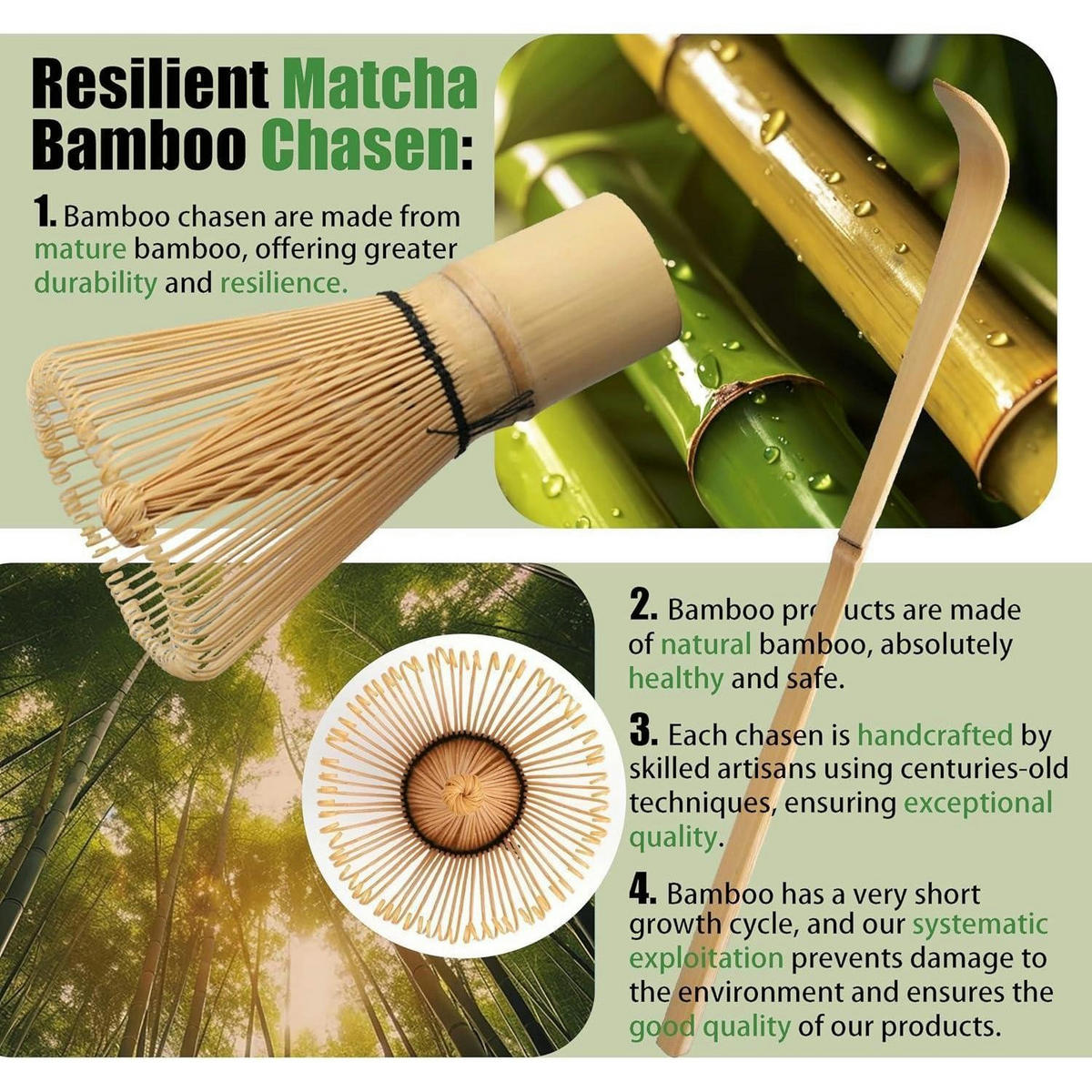MATCHA Set 8-teiliges Set Glas Schale Bambus Besen Transparent - Transparent, Glas (11.5/7/18cm)