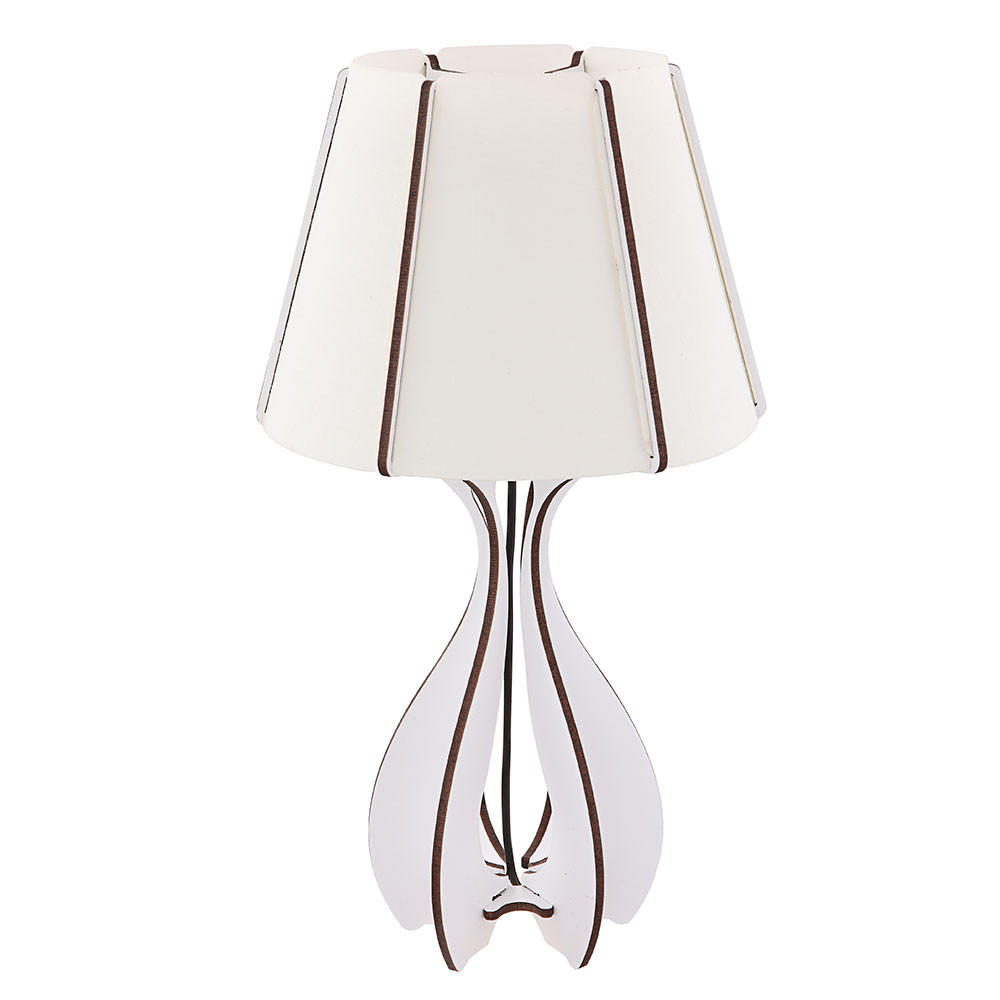 LED TISCHLEUCHTE LIGNANO Weiß Braun - Weiß, Textil (24/24/46cm) - Globo Lighting