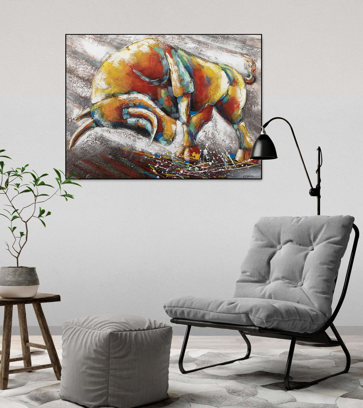 OLEJOMAĽBA 100/75 cm, Zvieratá - taupe, drevo/textil (100/75cm) - KUNSTLOFT