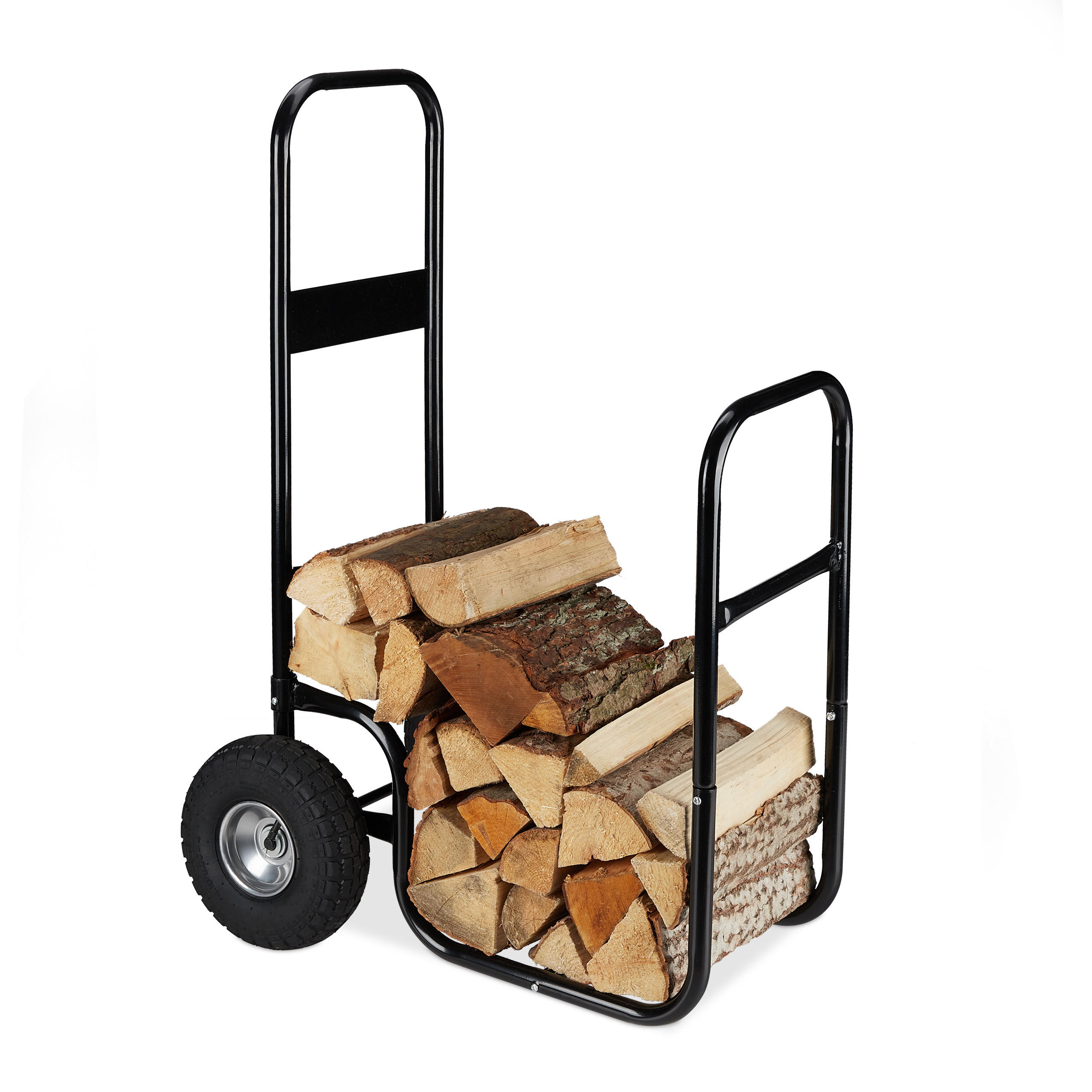 CARUCIOR Negru otel roti pneumatice 60 kg