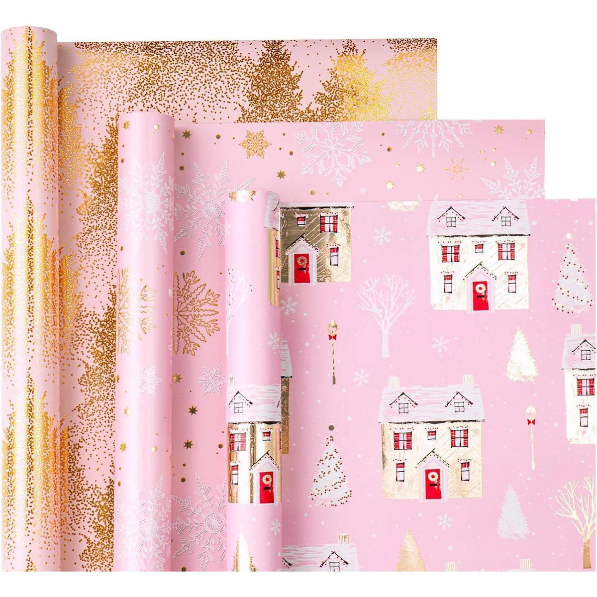 GESCHENKPAPIER 3-teiliges Set 43,2 cm x 3 m Rosa Gold - Multicolor, Papier (4/44/10cm)