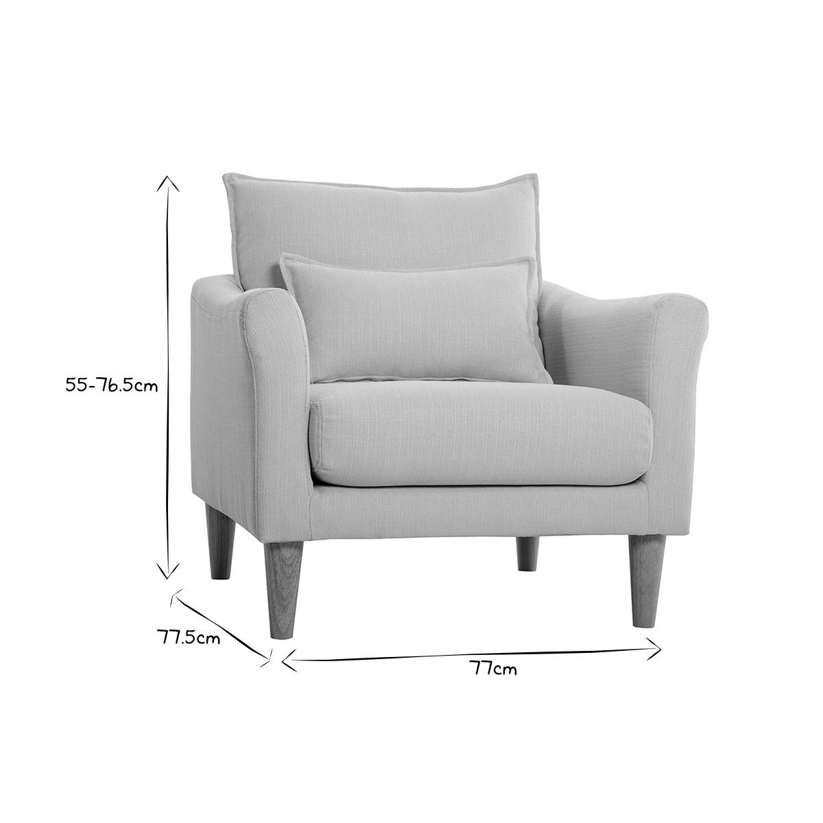 SESSEL skandinavisch Beige Stoff Massivholz Hevea KATE - Beige, Textil (77.5/76.5/77cm) - Miliboo