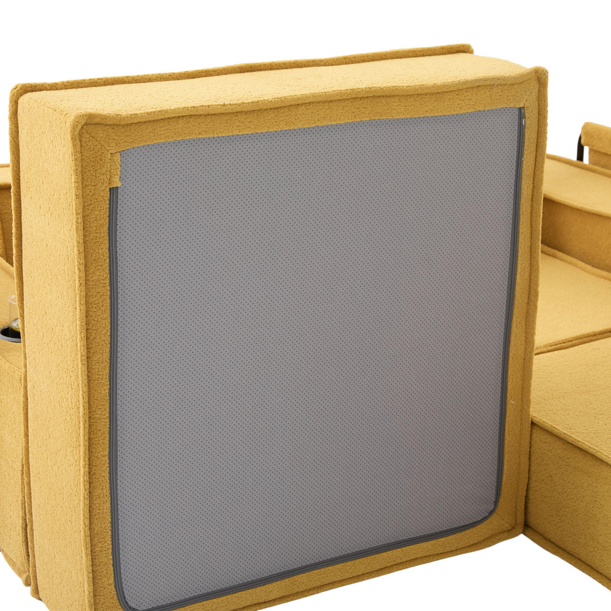 SOFA 2-Sitzer modular ca. 162 x 78 x 66 cm Chenille Mustard Yellow - Gelb, Holzwerkstoff (78/66/162cm) - Meubliv