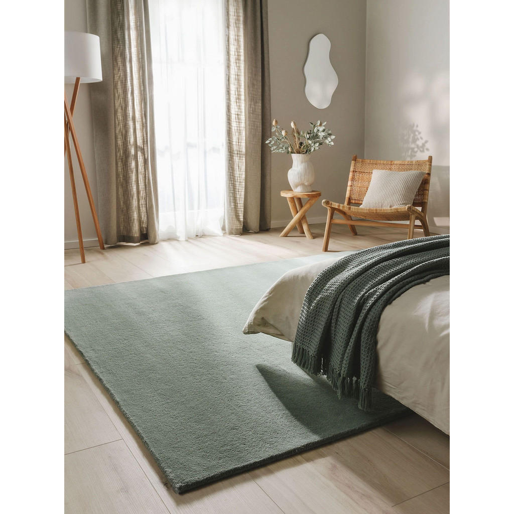 Thumbnail - benuta Nest Wollteppich, Grün, Textil, Beton Optik, Rechteckig, 250x350 cm, pflegeleicht, Teppiche & Böden, Teppiche, Na...