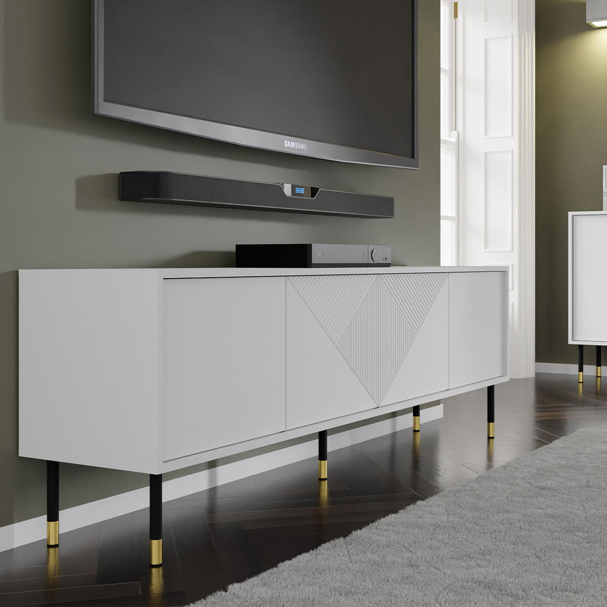 TV-MÖBEL Aglaé Weiß - Weiß, Holzwerkstoff (180/61/40cm) - Petits-meubles